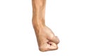 Man clenched fist to punch isolated on white background. Hand gesture. Clipping path Royalty Free Stock Photo