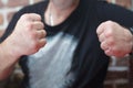 Man with clenched fists Royalty Free Stock Photo