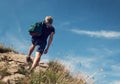 Man climb on mountain hill