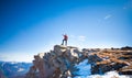 The man climbed to the top of the mountain. Royalty Free Stock Photo