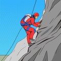 Man climber pop art style vector Royalty Free Stock Photo