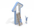 A man climbing a ladder. Support your friends. Behavioral person. There is a hole in the arrow