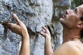 Man climbing on limestone Royalty Free Stock Photo