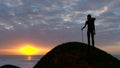 Man climbing a mountain peak