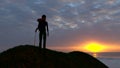 Man climbing a mountain peak