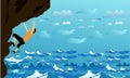 Man Climbing On Rock Flat Vector Illustration. Climbing On the Rock Vector Royalty Free Stock Photo