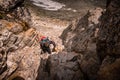 Man climbing rocks in the High Tatra mountains Royalty Free Stock Photo