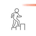 Man climbing stairs line vector icon Royalty Free Stock Photo