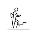 Man climbing on the stairs steps icon business people icon simple line flat illustration