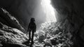 A man climbing up a cave Royalty Free Stock Photo