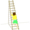 Man climbing up the ladder. Royalty Free Stock Photo