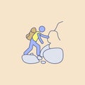 man climbs mountains field outline icon. Element of outdoor recreation icon for mobile concept and web app. Field outline man clim