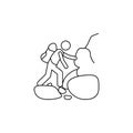 a man climbs mountains icon. Element of camping and outdoor recreation for mobile concept and web apps. Thin line icon for website