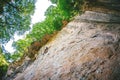 Man climbs a rock.