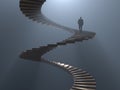 Man climbs the spiral staircase