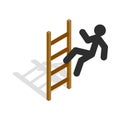 Man climbs the stairs icon, isometric 3d style Royalty Free Stock Photo