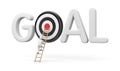 Man climbs to the stairs to the target goals