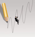 illustration about the ups and downs of a career path and hanging on no matter what Royalty Free Stock Photo