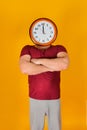 A man with a clock instead of a head, the concept of human power over time.  At 12 oÃ¯Â¿Â½clock in the afternoon Royalty Free Stock Photo