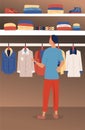 Man Clothes Concept. Set Of Fashion Collection Of Man Wardrobe. Man Is Choosing Fashion Clothes In Wardrobe. Male Royalty Free Stock Photo