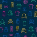 Man Clothes Signs Thin Line Seamless Pattern Background. Vector Royalty Free Stock Photo