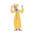 Man Clown with Makeup Face and Flamboyant Costume as Circus Artist Character Performing on Stage or Arena Vector Royalty Free Stock Photo