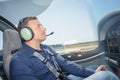 Man in cockpit aircraft Royalty Free Stock Photo