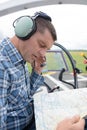 man in cockpit aircraft Royalty Free Stock Photo