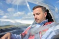 Man in cockpit sailplane