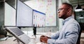 Man Coding Ecommerce Software On Multiple Monitors Royalty Free Stock Photo