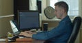 Man coding html and programming on screen Monitors, development web, developer.