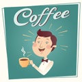 Man with coffee vector poster