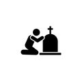 Man coffin burial funeral sorrow icon. Element of pictogram death illustration Royalty Free Stock Photo