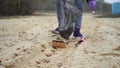 Man collecting trash on the beach