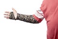 Man with colorful cast on his broken arm Royalty Free Stock Photo