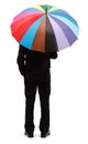 Man with colorful umbrella