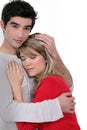 Man comforting his girlfriend. Royalty Free Stock Photo