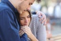 Man comforting his sad mourning friend Royalty Free Stock Photo