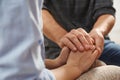 Man comforting woman, closeup of hands. Help and support Royalty Free Stock Photo