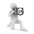 Man with compact digital camera. Isolated 3D Royalty Free Stock Photo