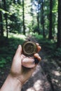 Man with compass in hand Royalty Free Stock Photo