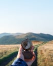 Man with compass in hand Royalty Free Stock Photo