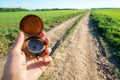 Man with compass in hand Royalty Free Stock Photo