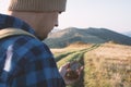 Man with compass in hand Royalty Free Stock Photo