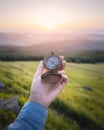 Man with compass in hand Royalty Free Stock Photo