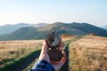 Man with compass in hand Royalty Free Stock Photo