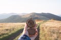 Man with compass in hand Royalty Free Stock Photo