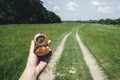 Man with compass in hand Royalty Free Stock Photo