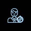 man and compass line icon in neon style. One of Headhunting, HR collection icon can be used for UI, UX Royalty Free Stock Photo