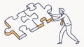 Man Completing Puzzle, Problem Solving Teamwork Metaphor Vector, vector design Generative AI Royalty Free Stock Photo